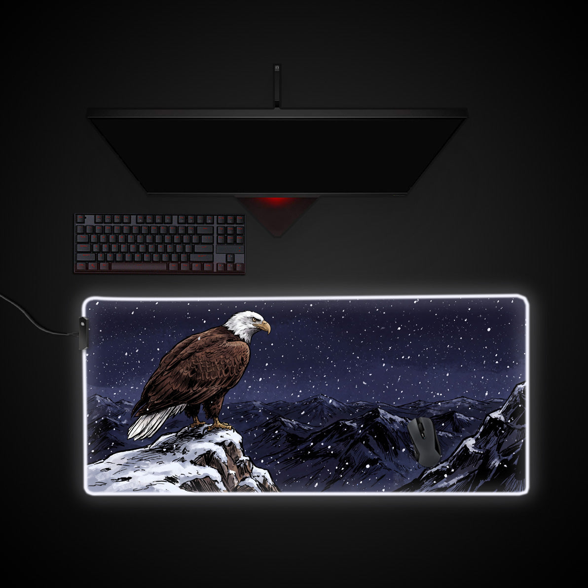 Alpine Eagle desk mat with RGB edge lighting