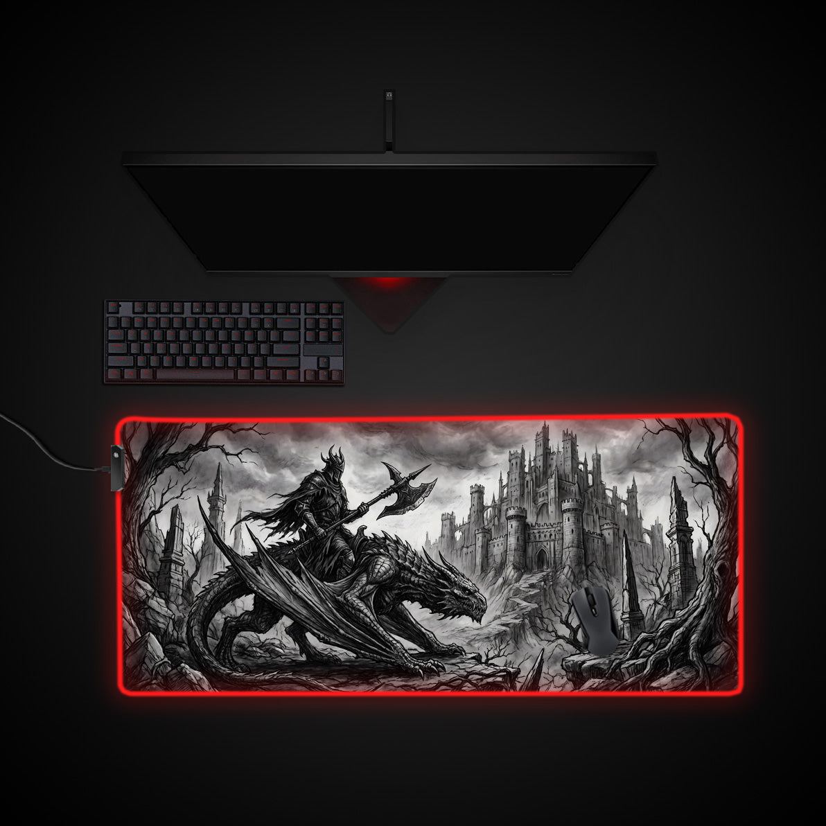 Grimstone Dragon desk mat with RGB edge lighting