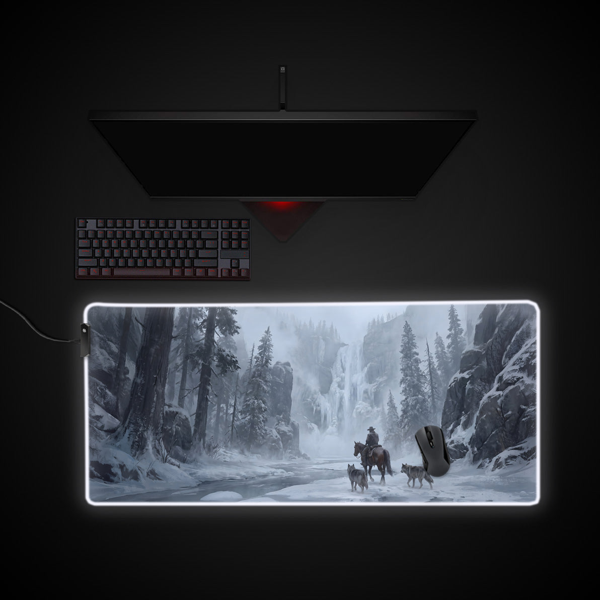Winter Frontier desk mat with RGB edge lighting