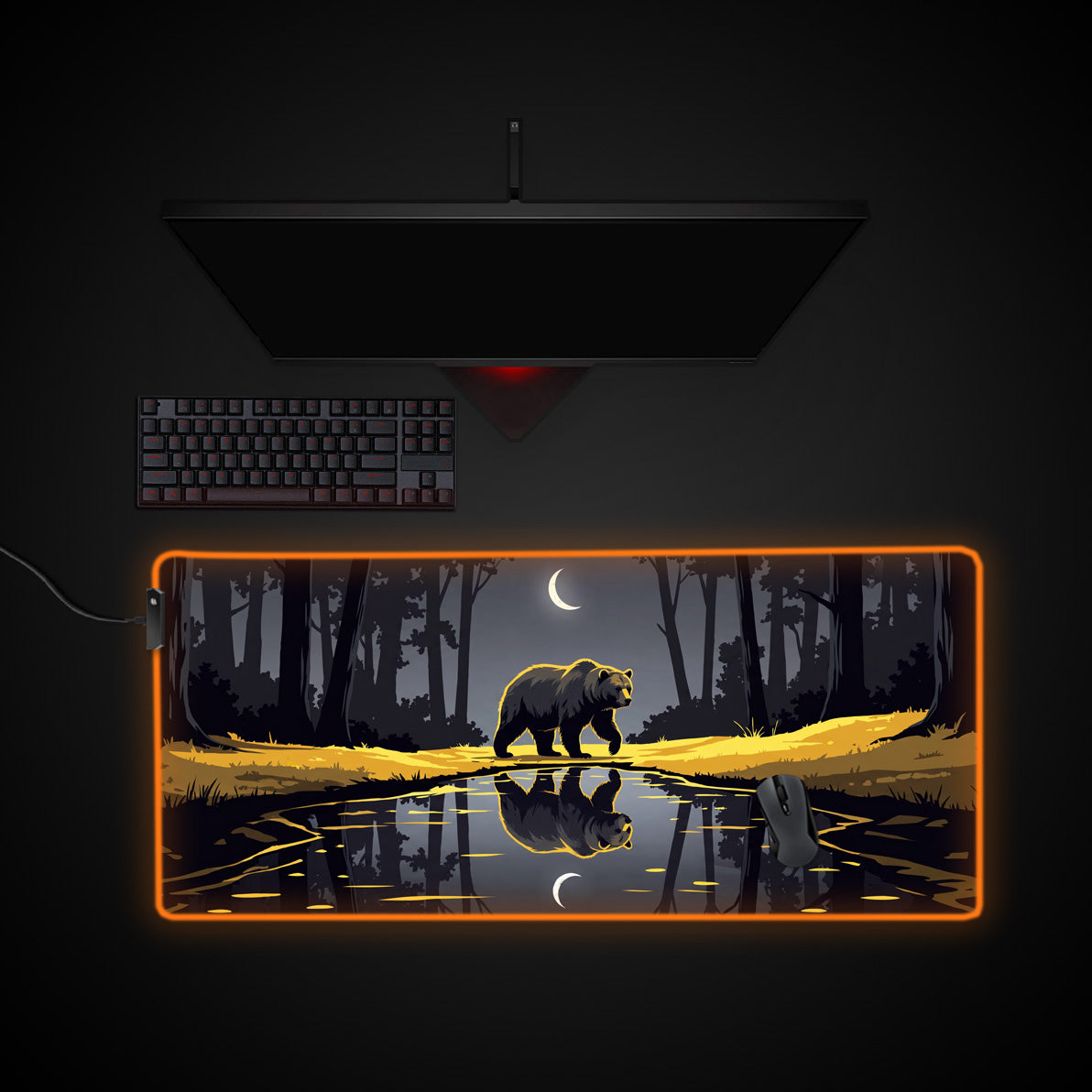 Lunar Bear desk mat with RGB edge lighting