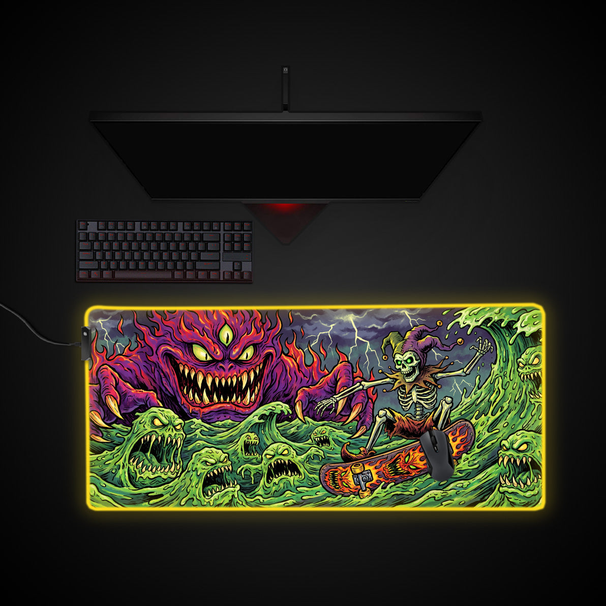 Slime Skater desk mat with RGB edge lighting