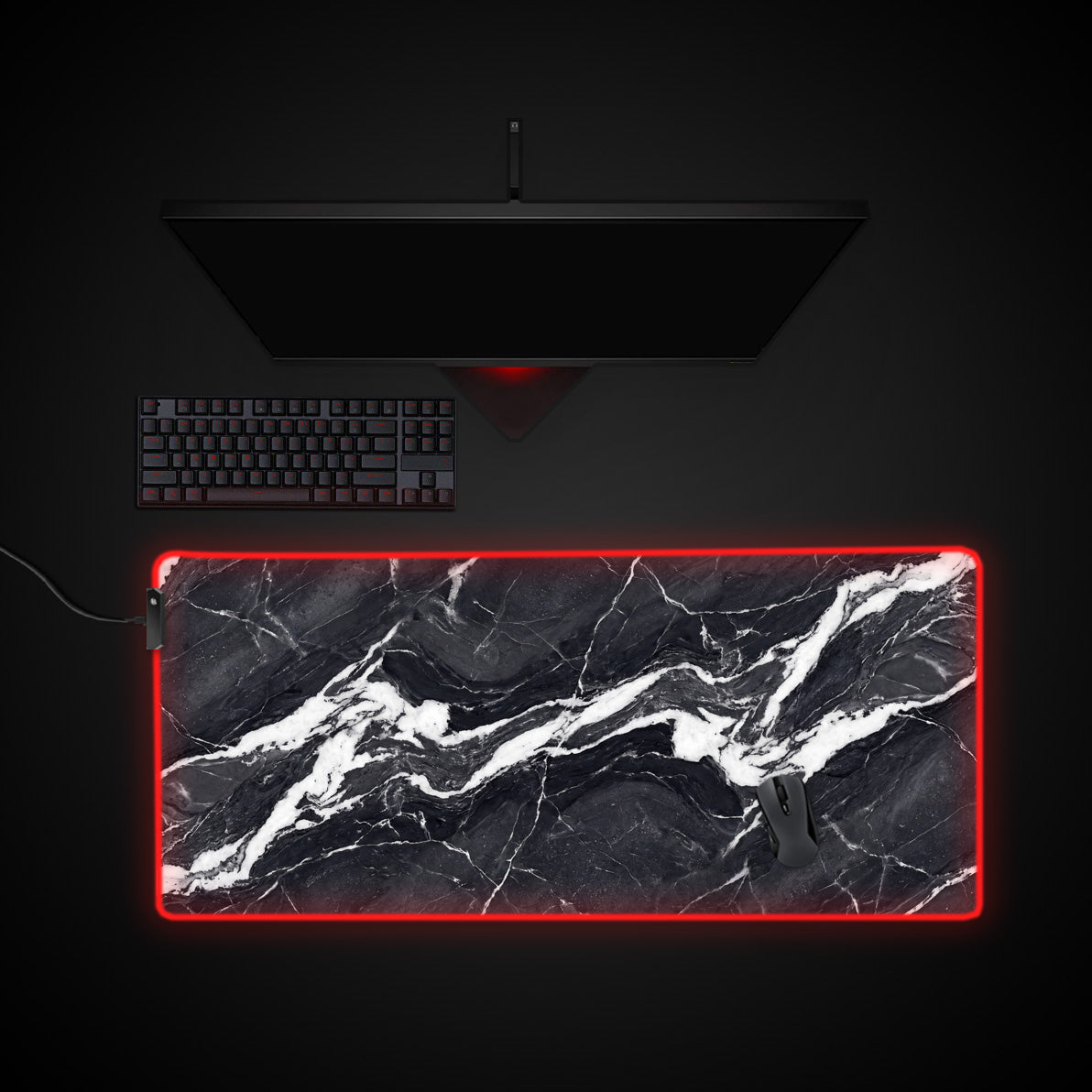 Midnight Marble desk mat with RGB edge lighting
