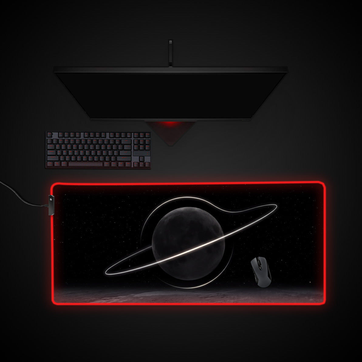 Pewter Half-Light desk mat with RGB edge lighting