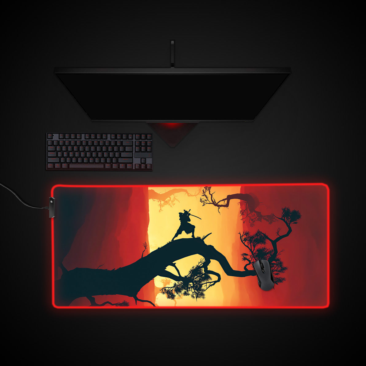 Epic Samurai Desk Pad desk mat with RGB edge lighting