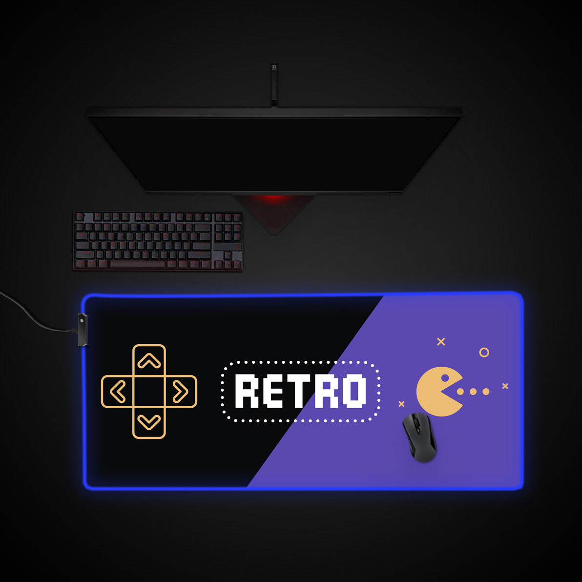 Retro Desk Pad desk mat with RGB edge lighting