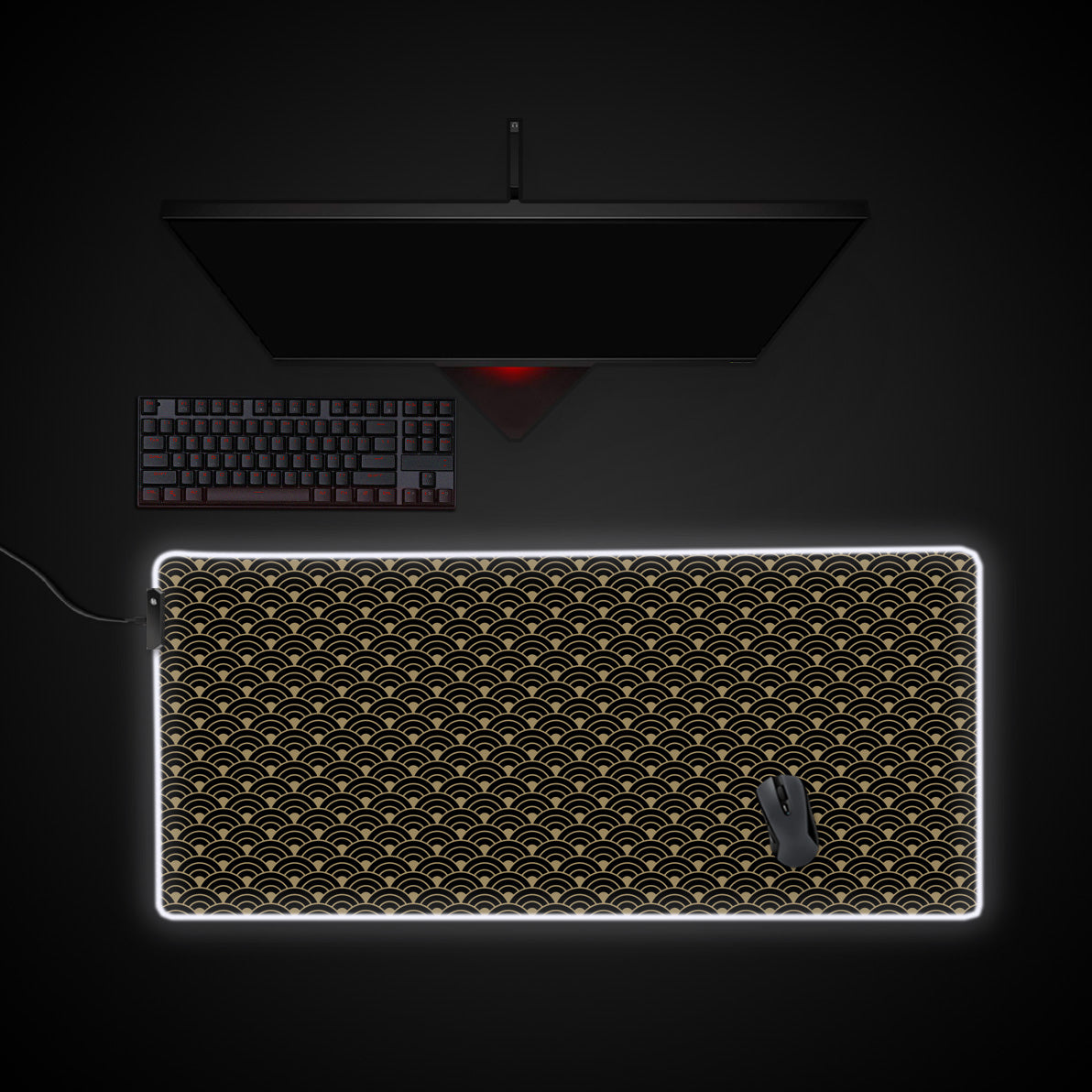 Jap-Pattern Desk Pad desk mat with RGB edge lighting