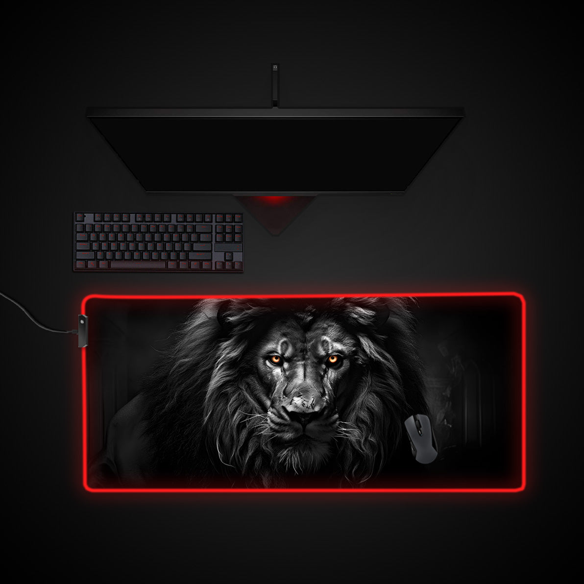 Majestic Lion Desk Pad desk mat with RGB edge lighting