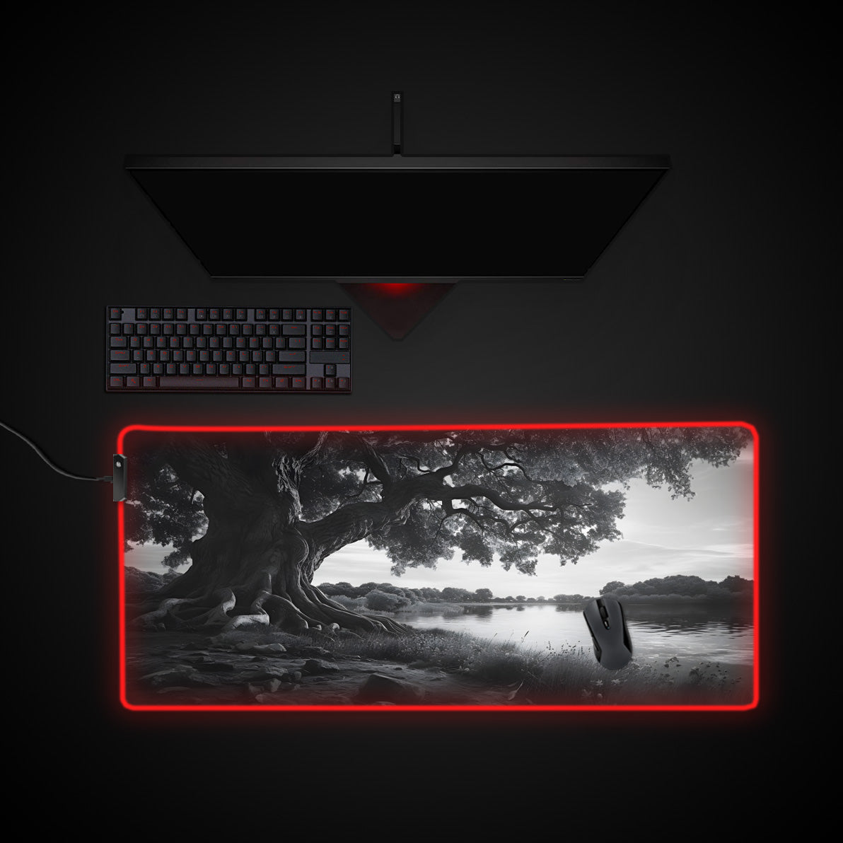 Riverside Tree desk mat with RGB edge lighting