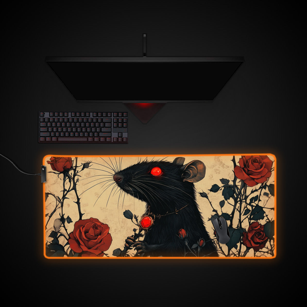 Rat King Desk Pad desk mat with RGB edge lighting