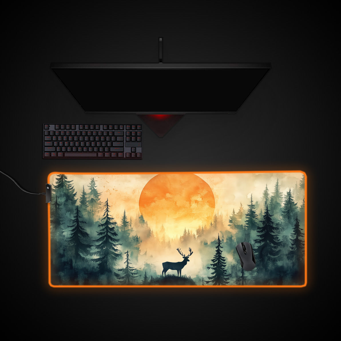 Throne Of Glass Desk Pad desk mat with RGB edge lighting