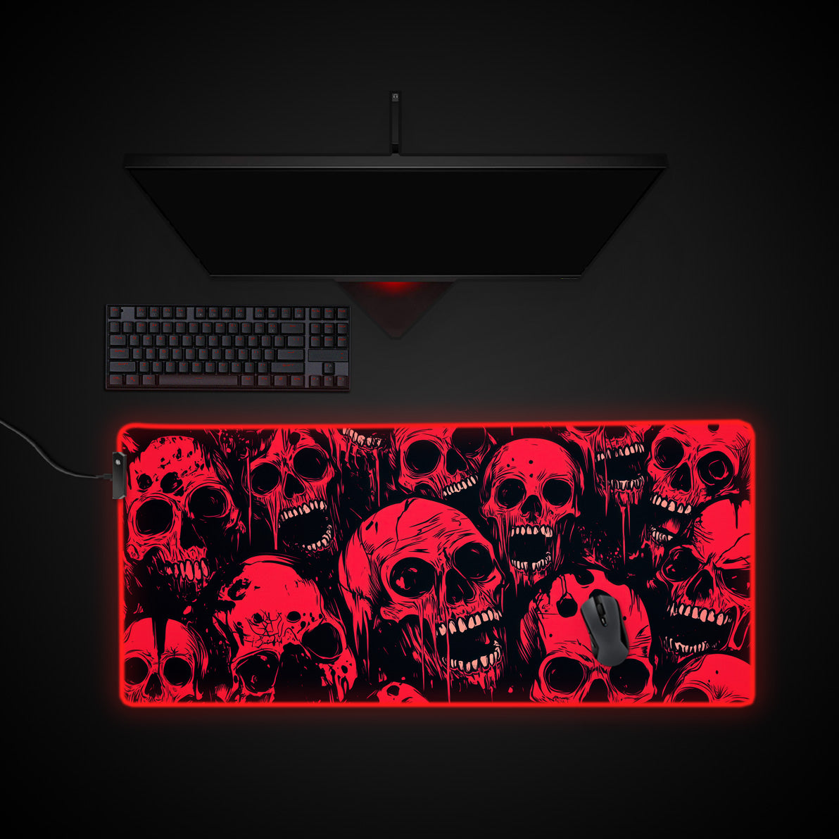 Zombie Horde Desk Pad desk mat with RGB edge lighting