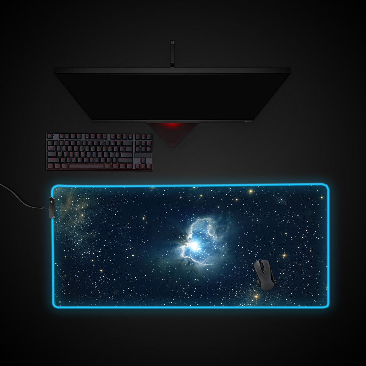 Iris Nebula Desk Pad desk mat with RGB edge lighting