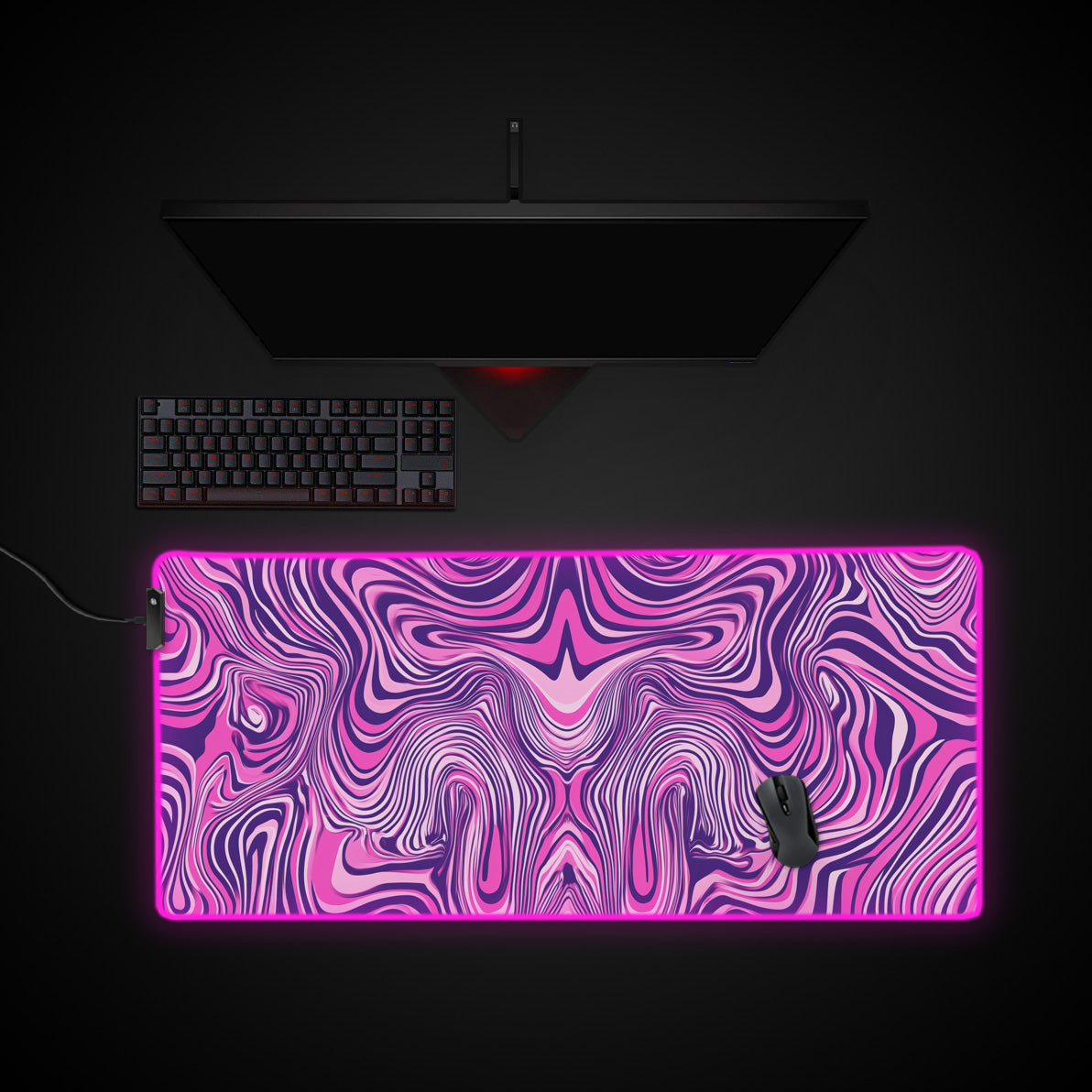 Trippy Psychedelic Desk Pad desk mat with RGB edge lighting