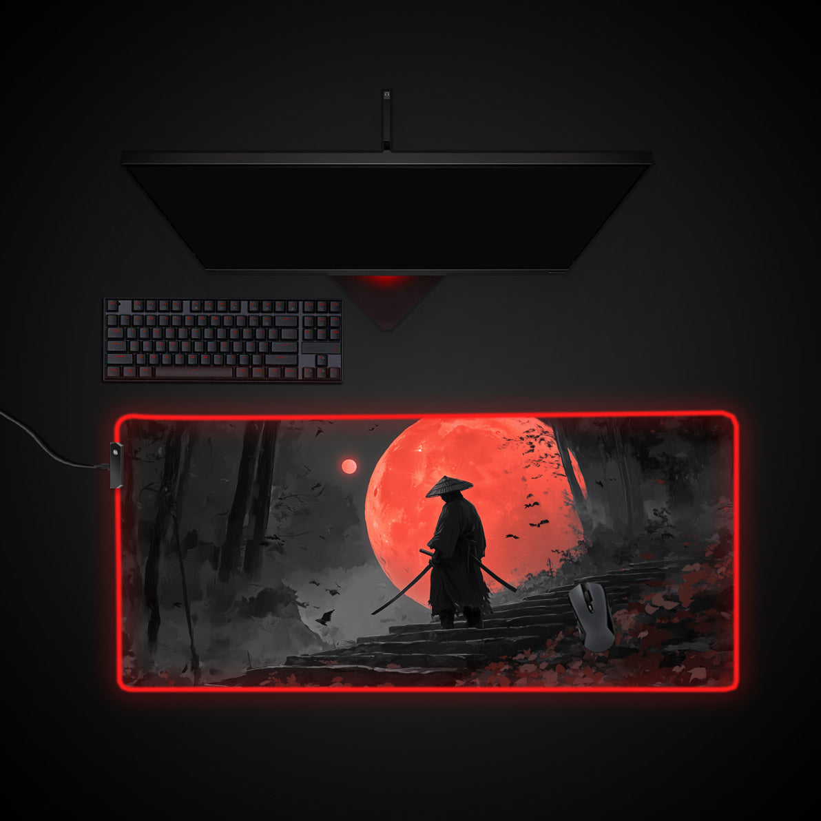 Samurai Desk Pad desk mat with RGB edge lighting