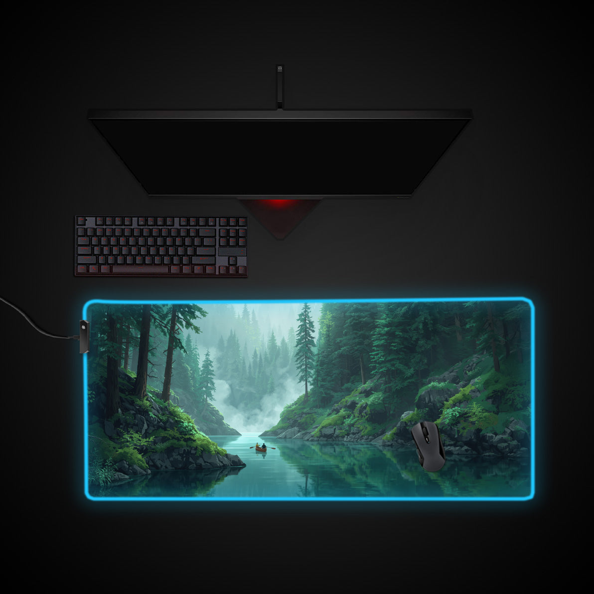 Silent Passage desk mat with RGB edge lighting