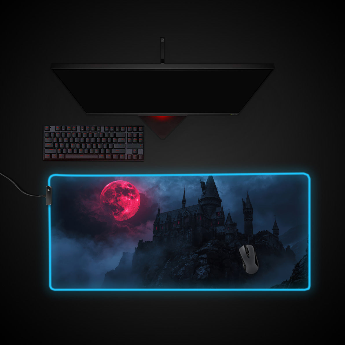 Gothic Reign desk mat with RGB edge lighting