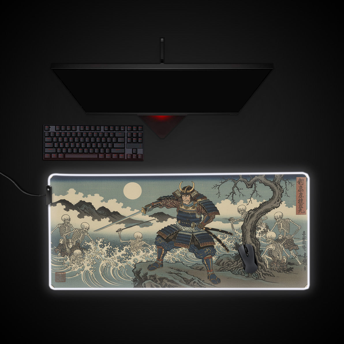 Undead Siege desk mat with RGB edge lighting