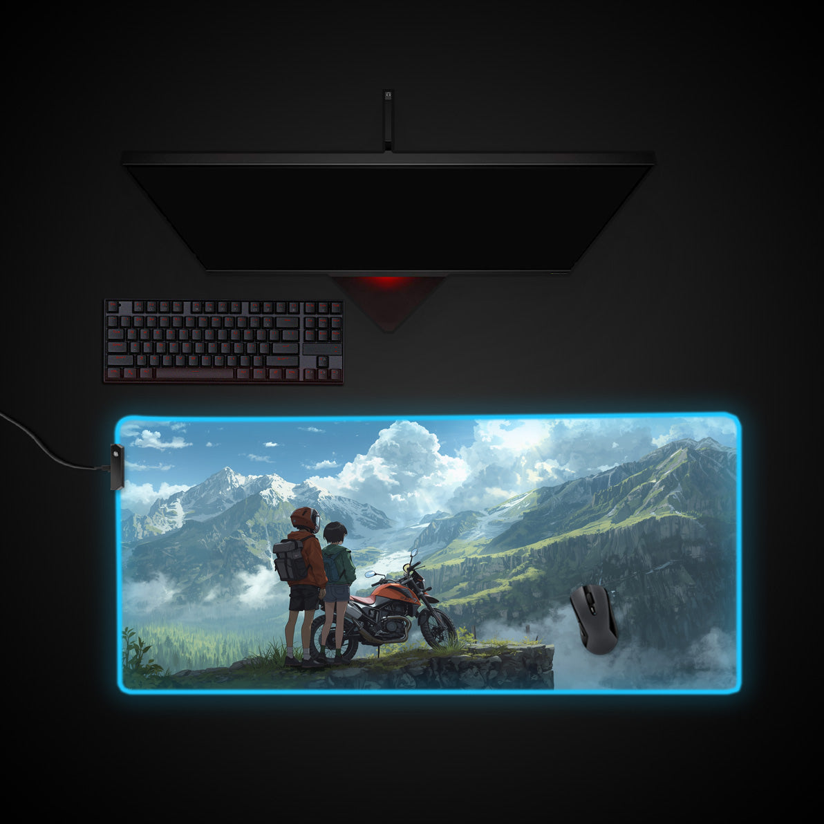 Epic Journey desk mat with RGB edge lighting