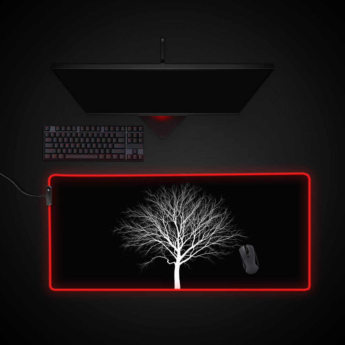 The White Tree desk mat with RGB edge lighting