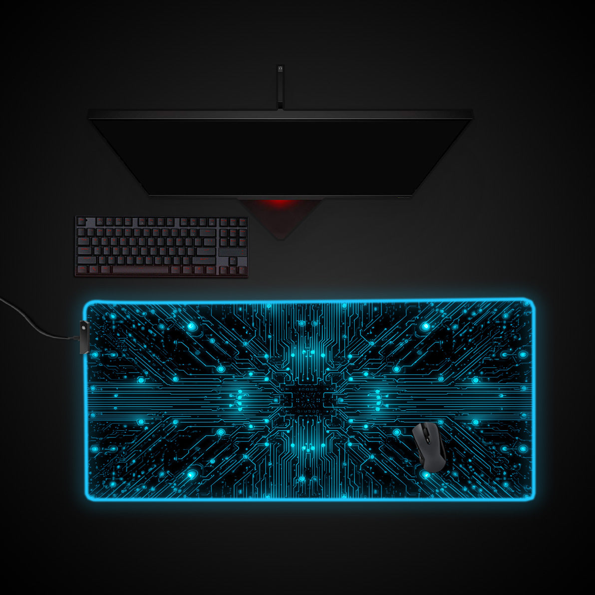 Cyber Circuit desk mat with RGB edge lighting