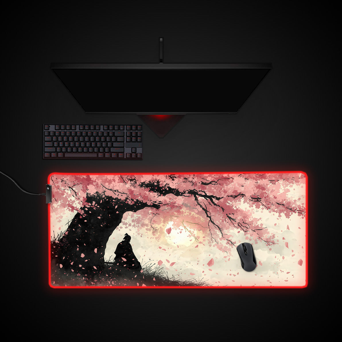 Sakura Serenity desk mat with RGB edge lighting