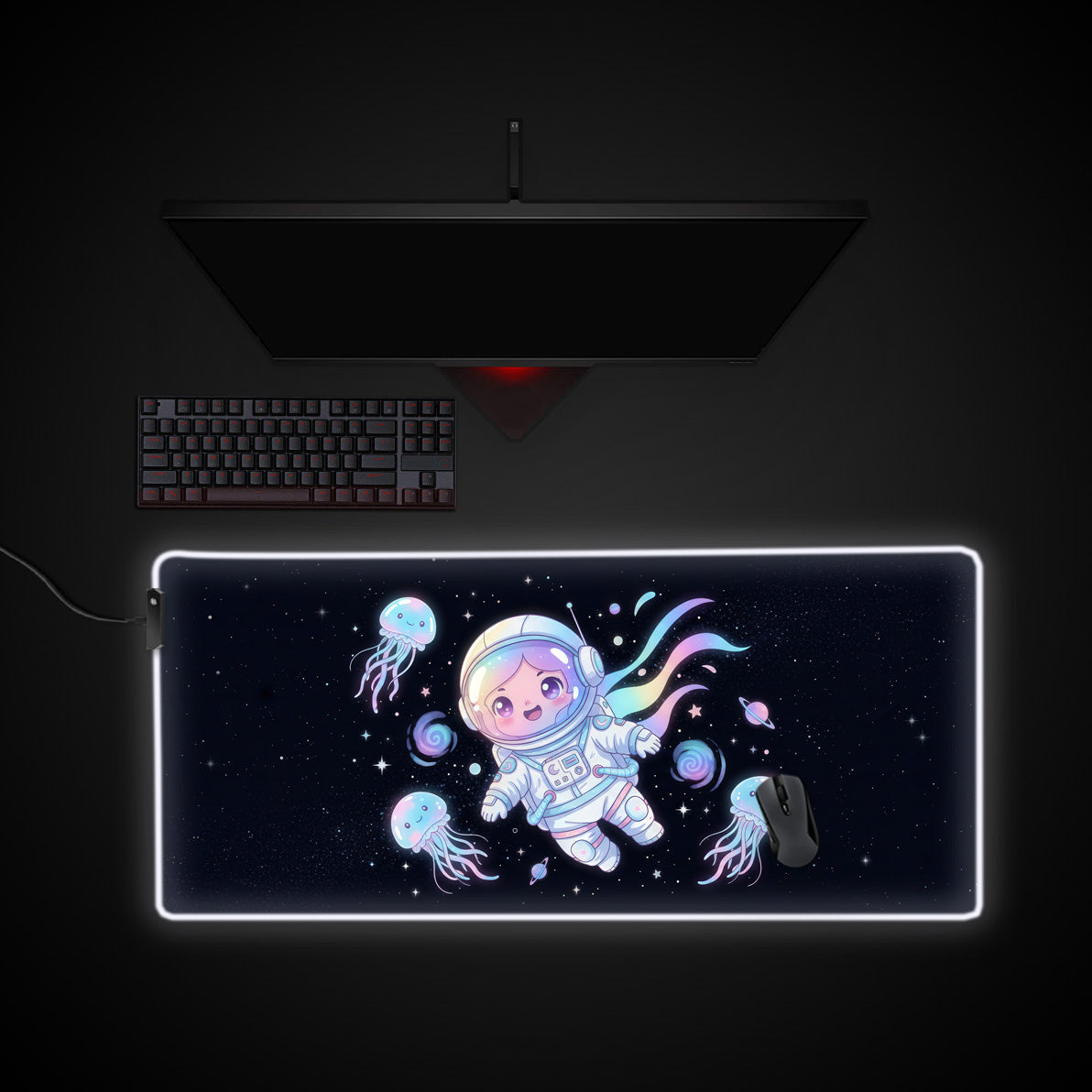 Space Dream desk mat with RGB edge lighting