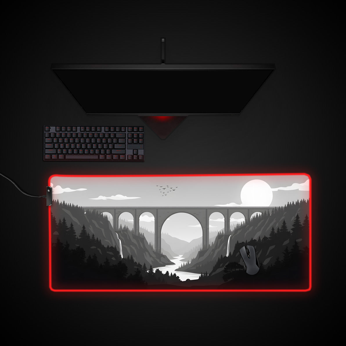Valley Arch desk mat with RGB edge lighting