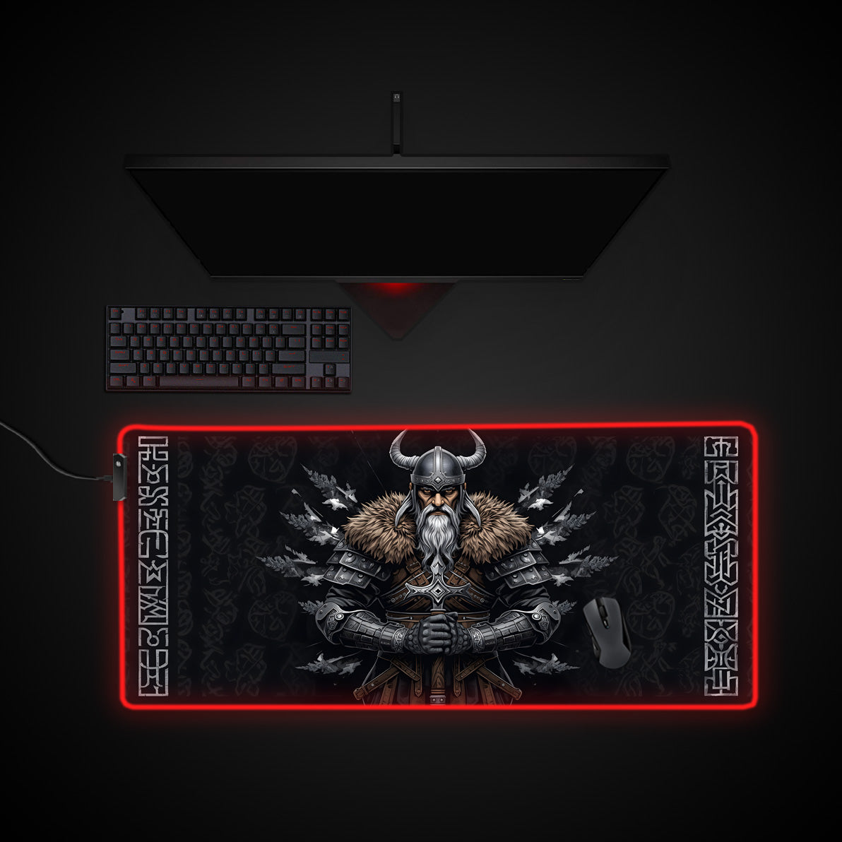 Viking Oath desk mat with RGB edge lighting