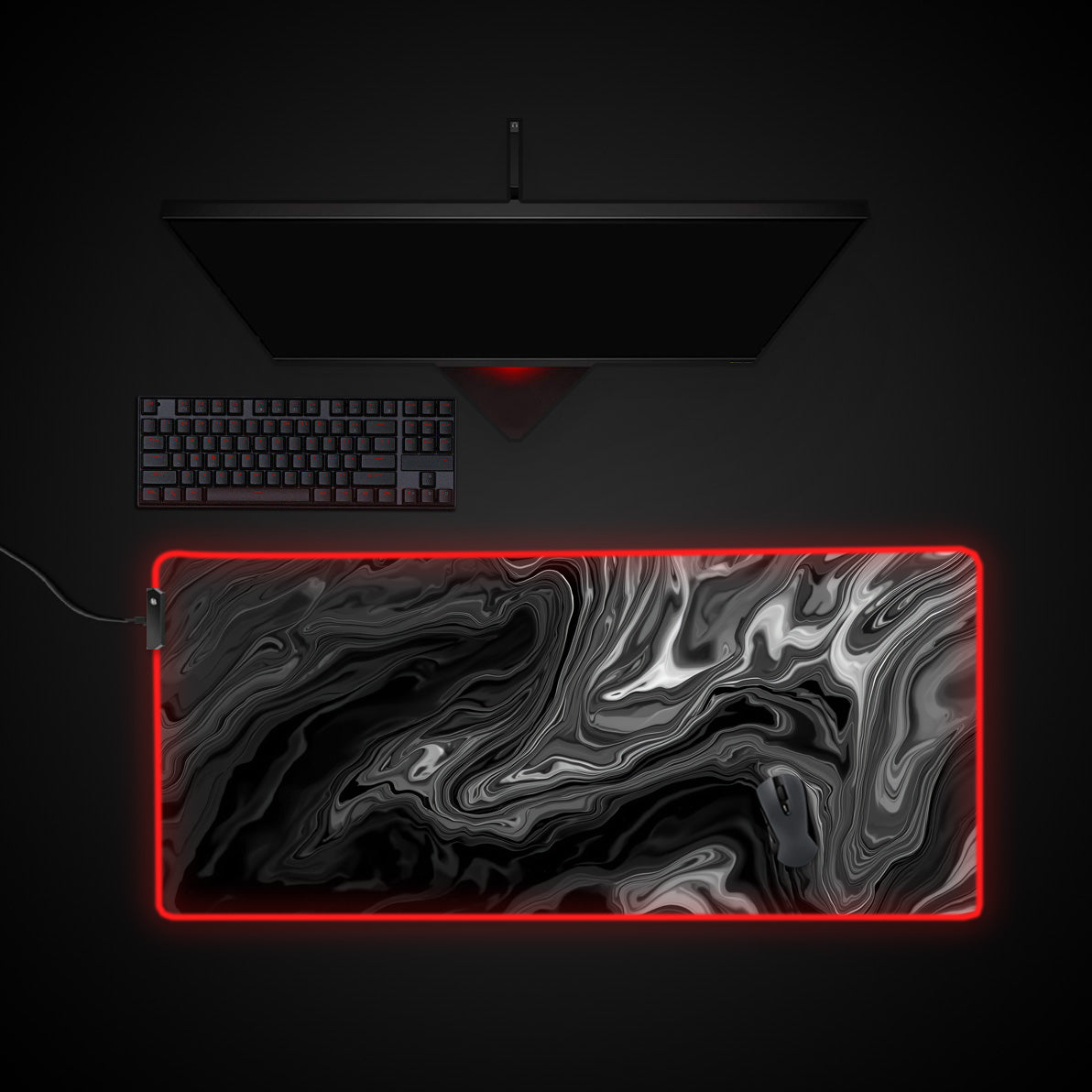 Liquid Grey desk mat with RGB edge lighting