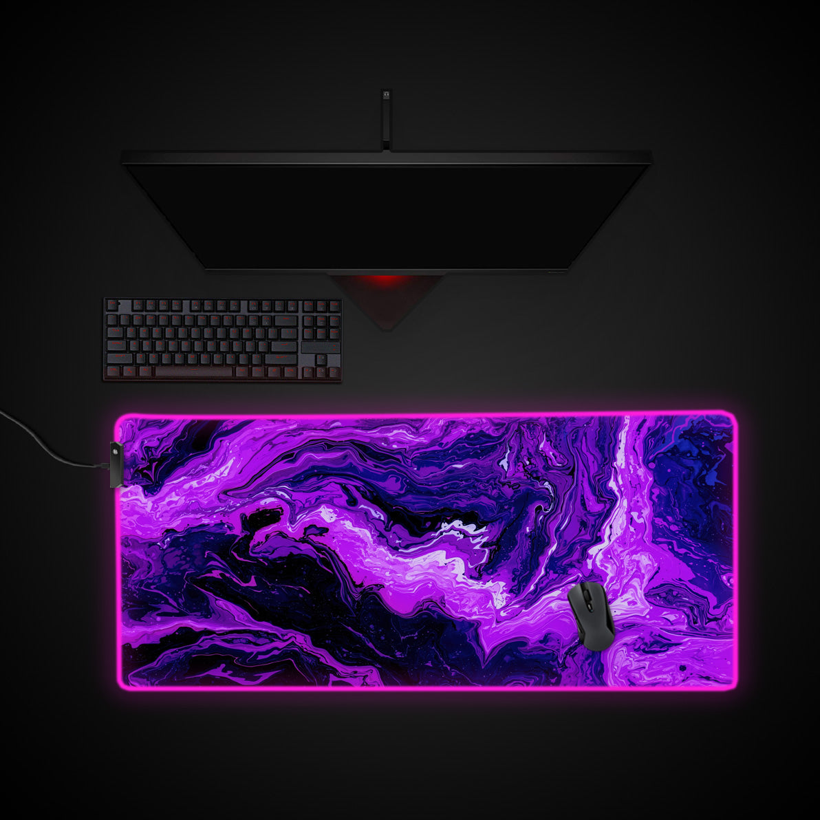 Amethyst Liquid desk mat with RGB edge lighting