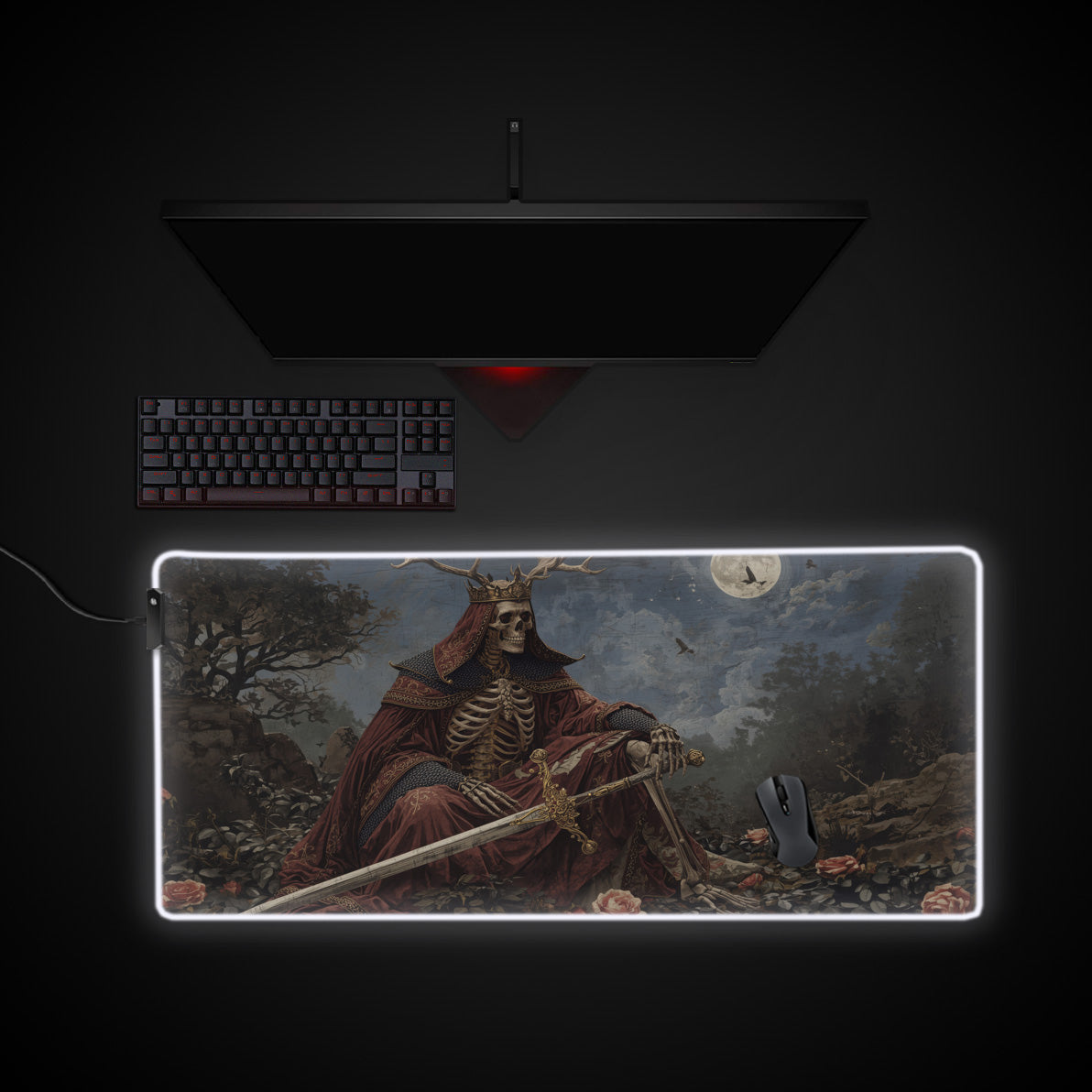 Rose King desk mat with RGB edge lighting