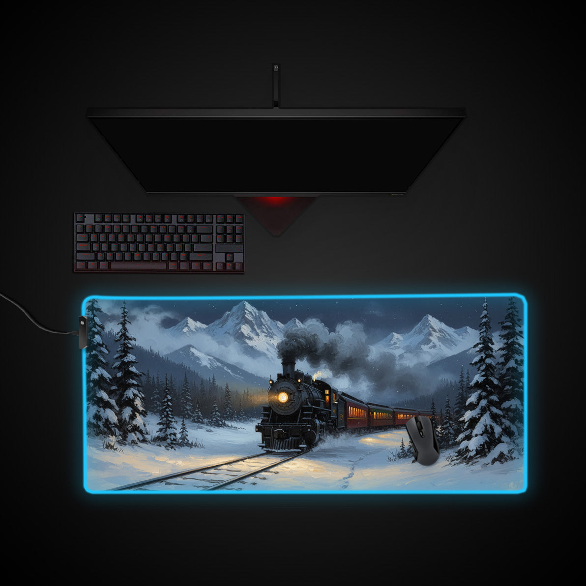 Solstice Express desk mat with RGB edge lighting