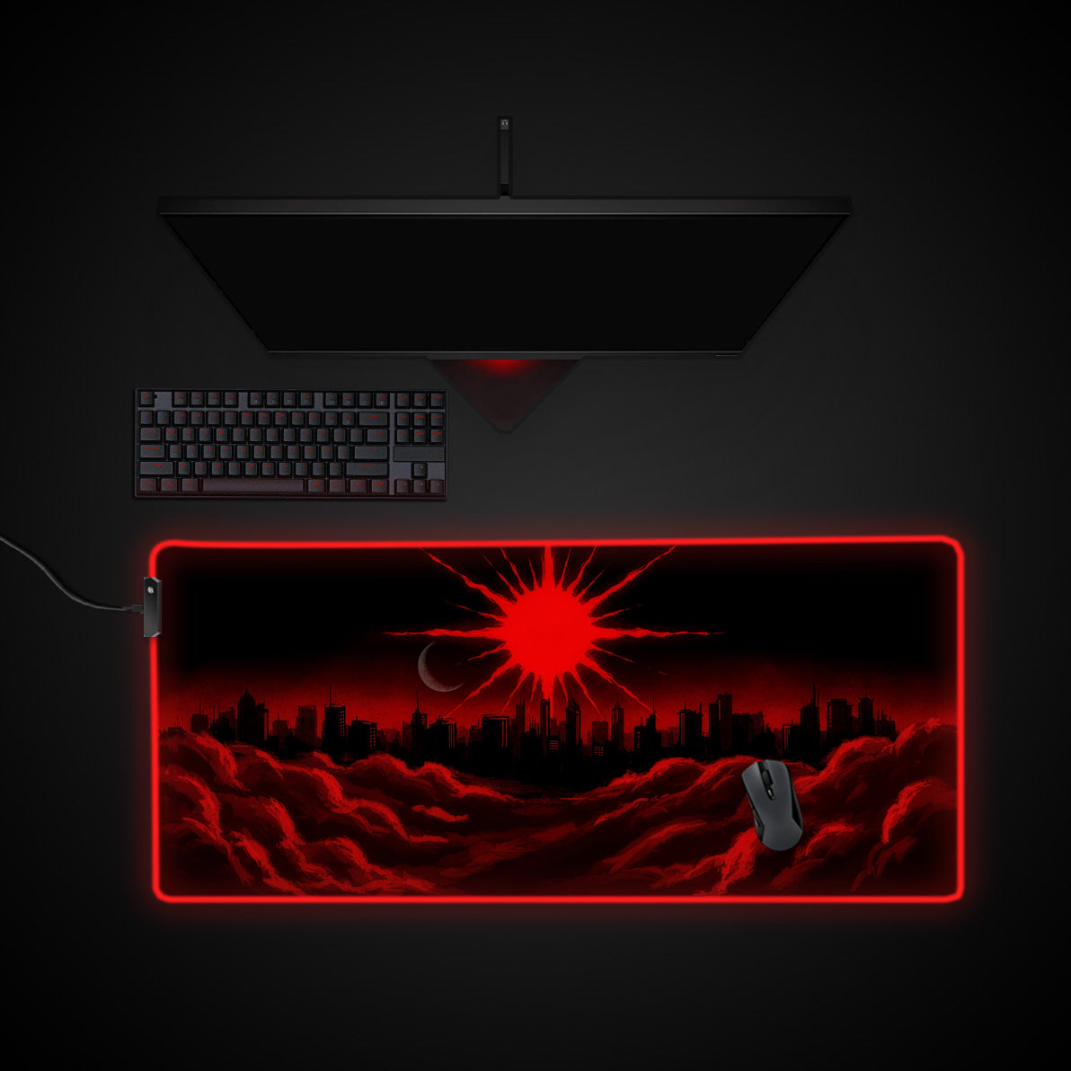 The Dying Light desk mat with RGB edge lighting