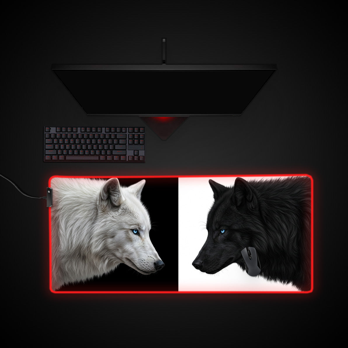Spirit's Balance desk mat with RGB edge lighting