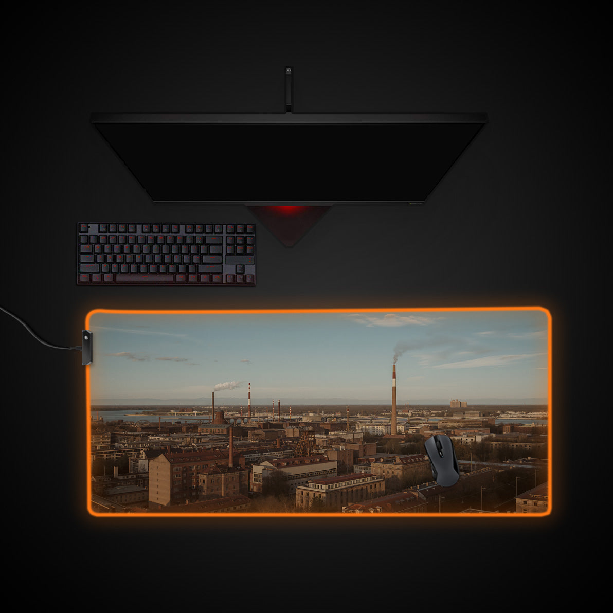 City's Breath desk mat with RGB edge lighting