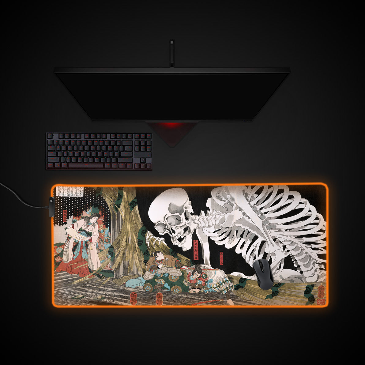 Skeleton Spectre desk mat with RGB edge lighting