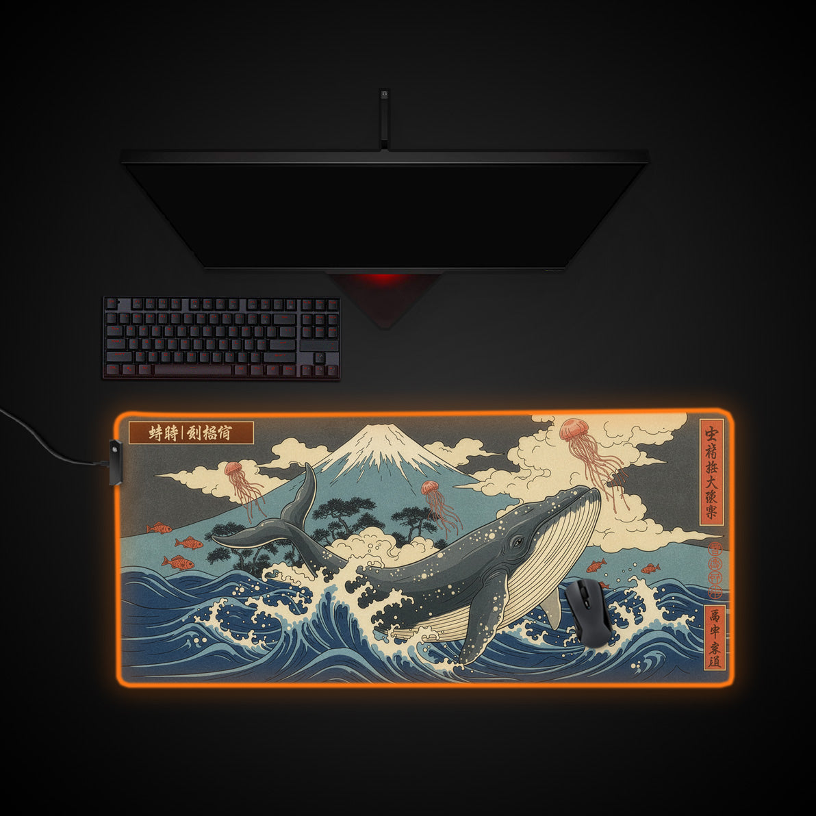 Great Whale desk mat with RGB edge lighting