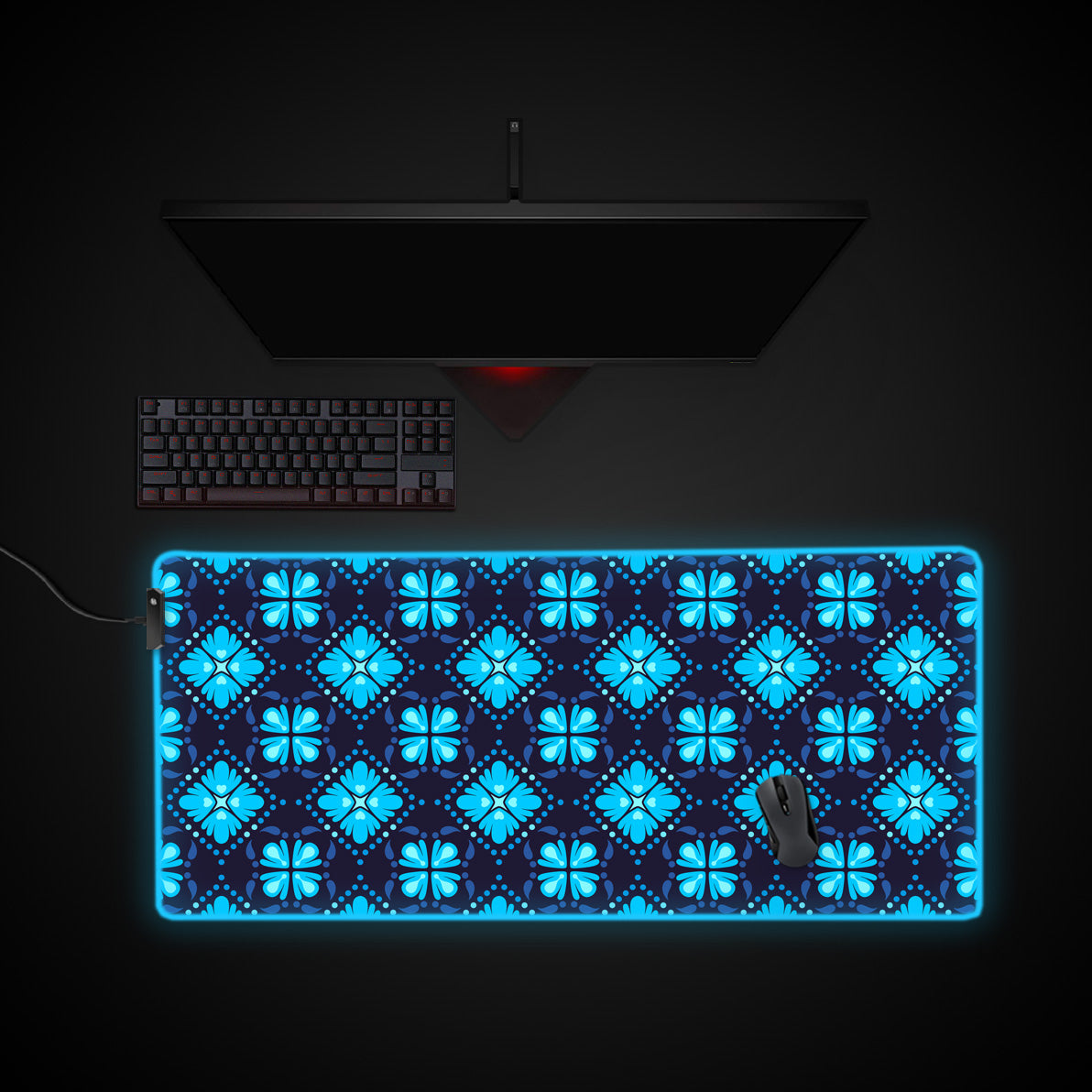 Floral Pattern 2 desk mat with RGB edge lighting