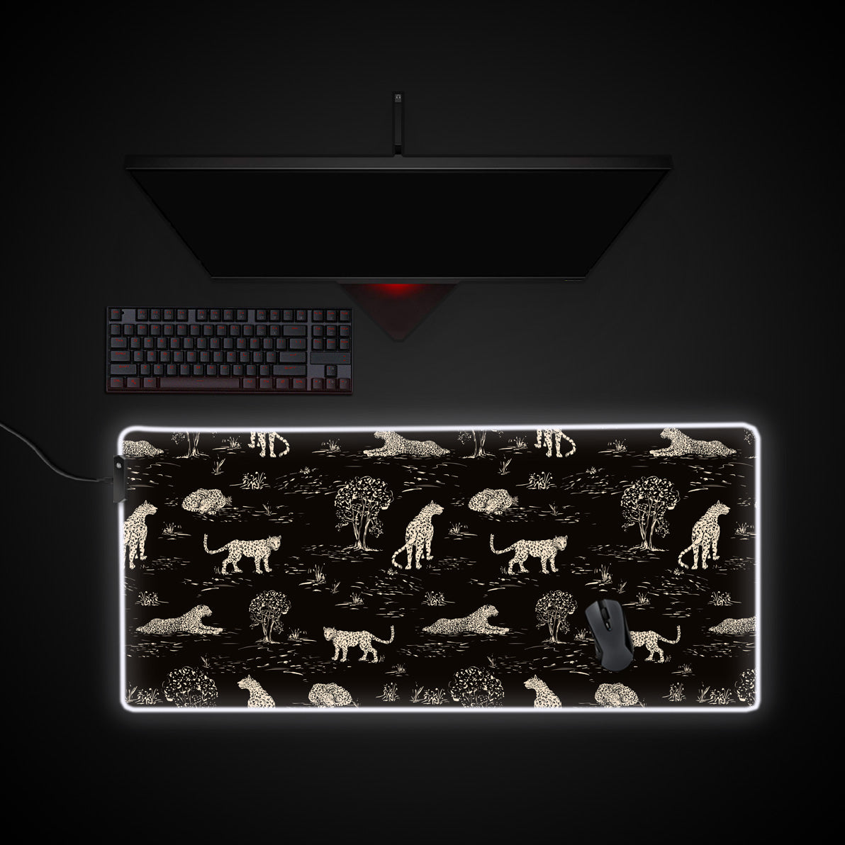Night Safari desk mat with RGB edge lighting
