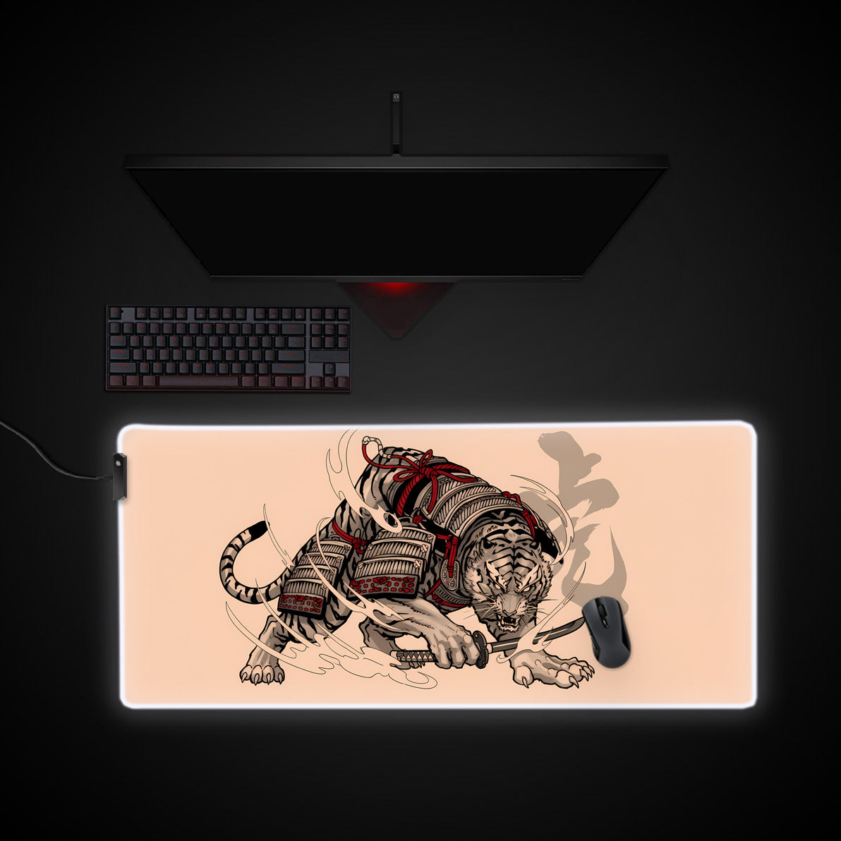 Bushido Beast desk mat with RGB edge lighting