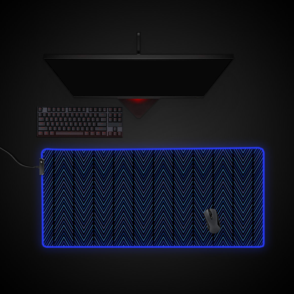 Stripe Pattern desk mat with RGB edge lighting