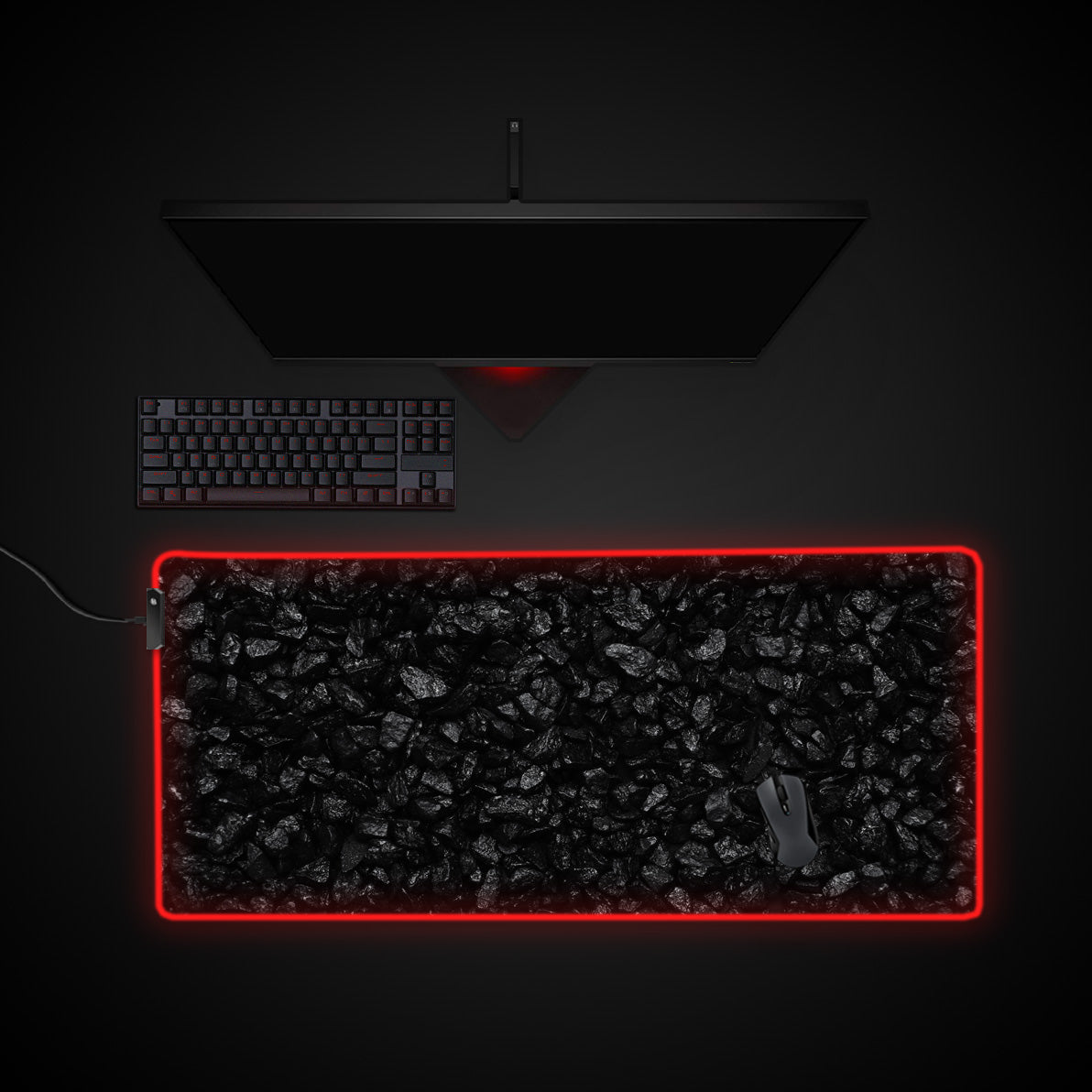 Black Gravel desk mat with RGB edge lighting