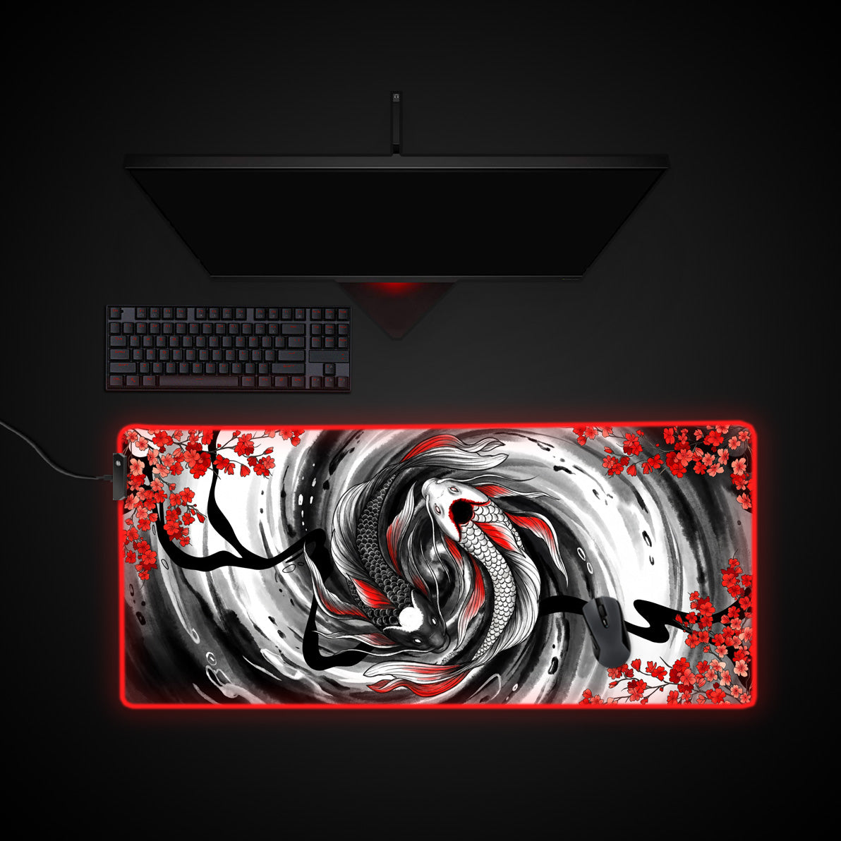 Balanced Flow desk mat with RGB edge lighting