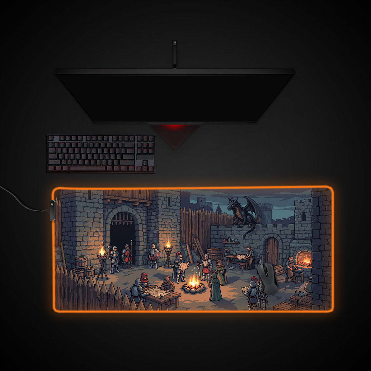Pixel Night desk mat with RGB edge lighting