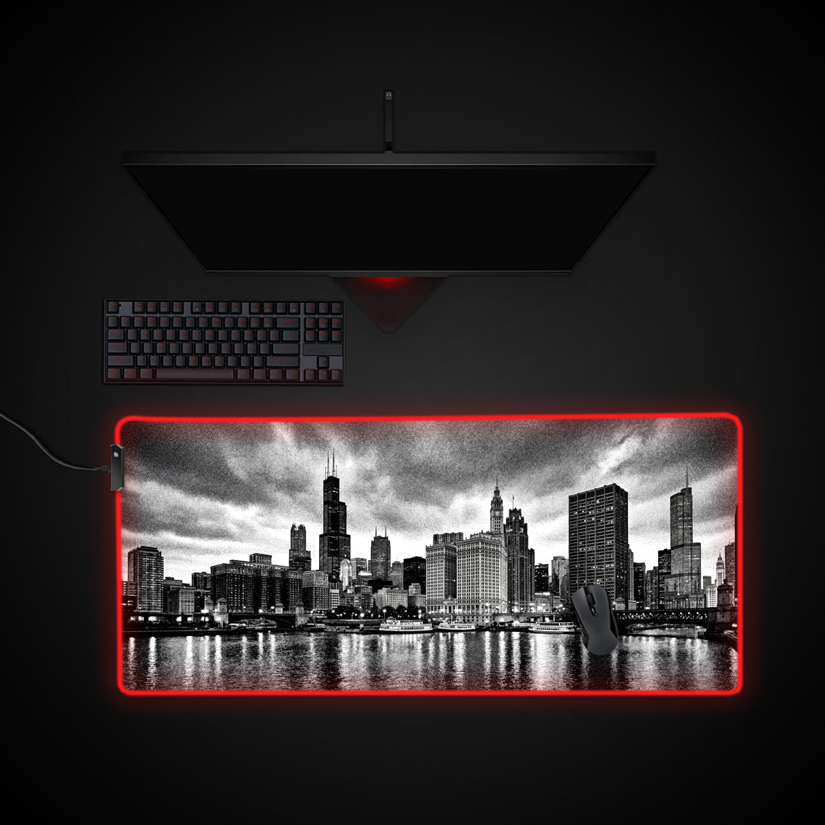 Urban Noir desk mat with RGB edge lighting