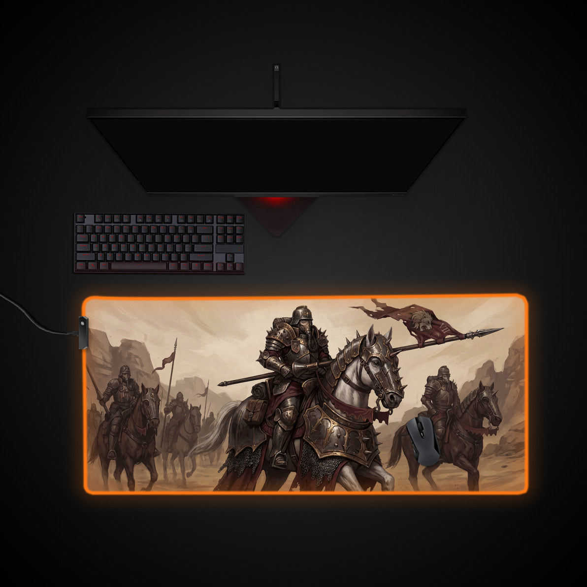 Iron Cavalry desk mat with RGB edge lighting