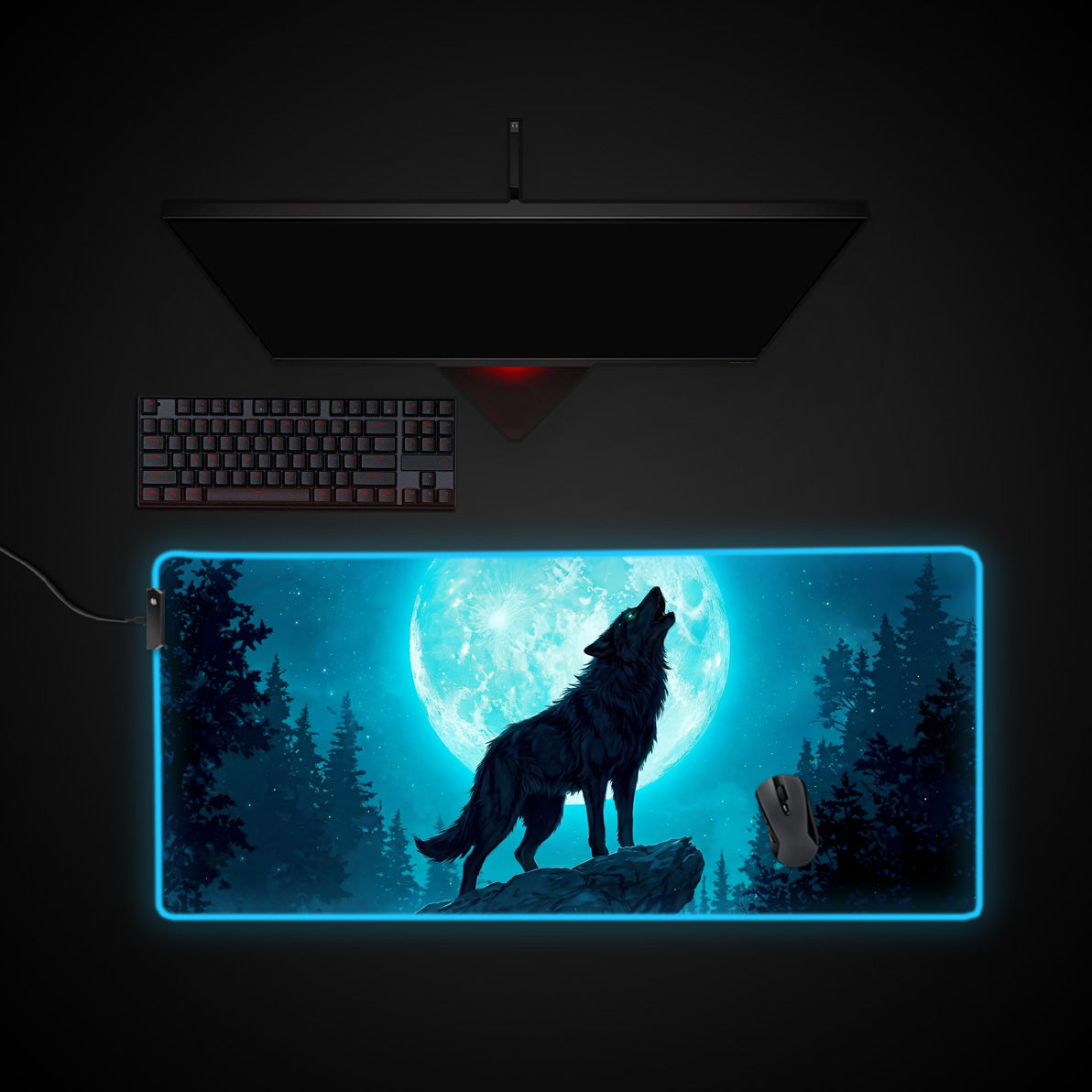 Lunar Call desk mat with RGB edge lighting