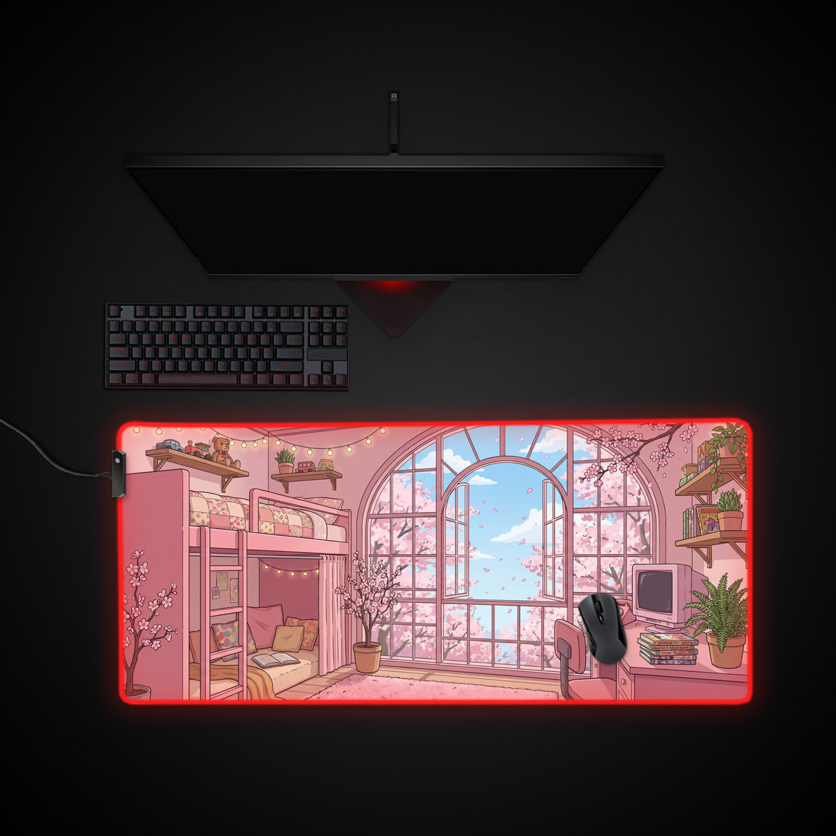 Spring Loft desk mat with RGB edge lighting