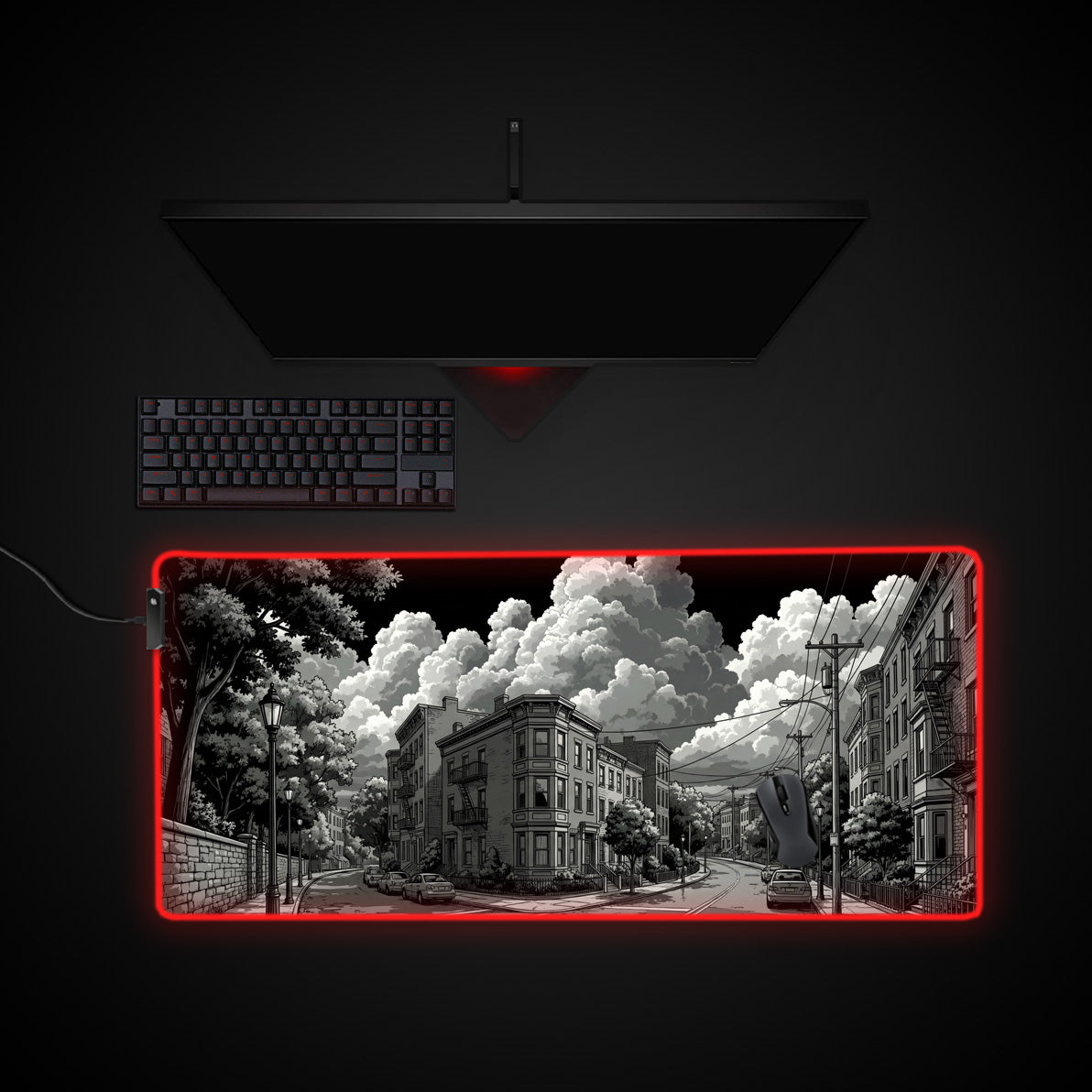 Silent Corner desk mat with RGB edge lighting