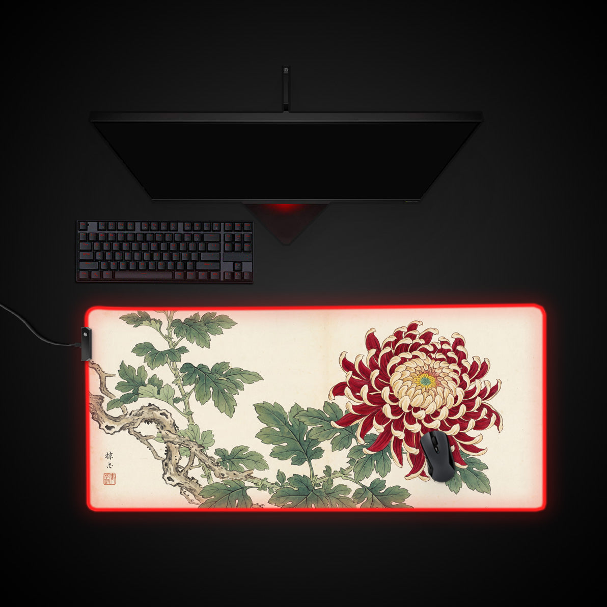 Imperial Bloom desk mat with RGB edge lighting
